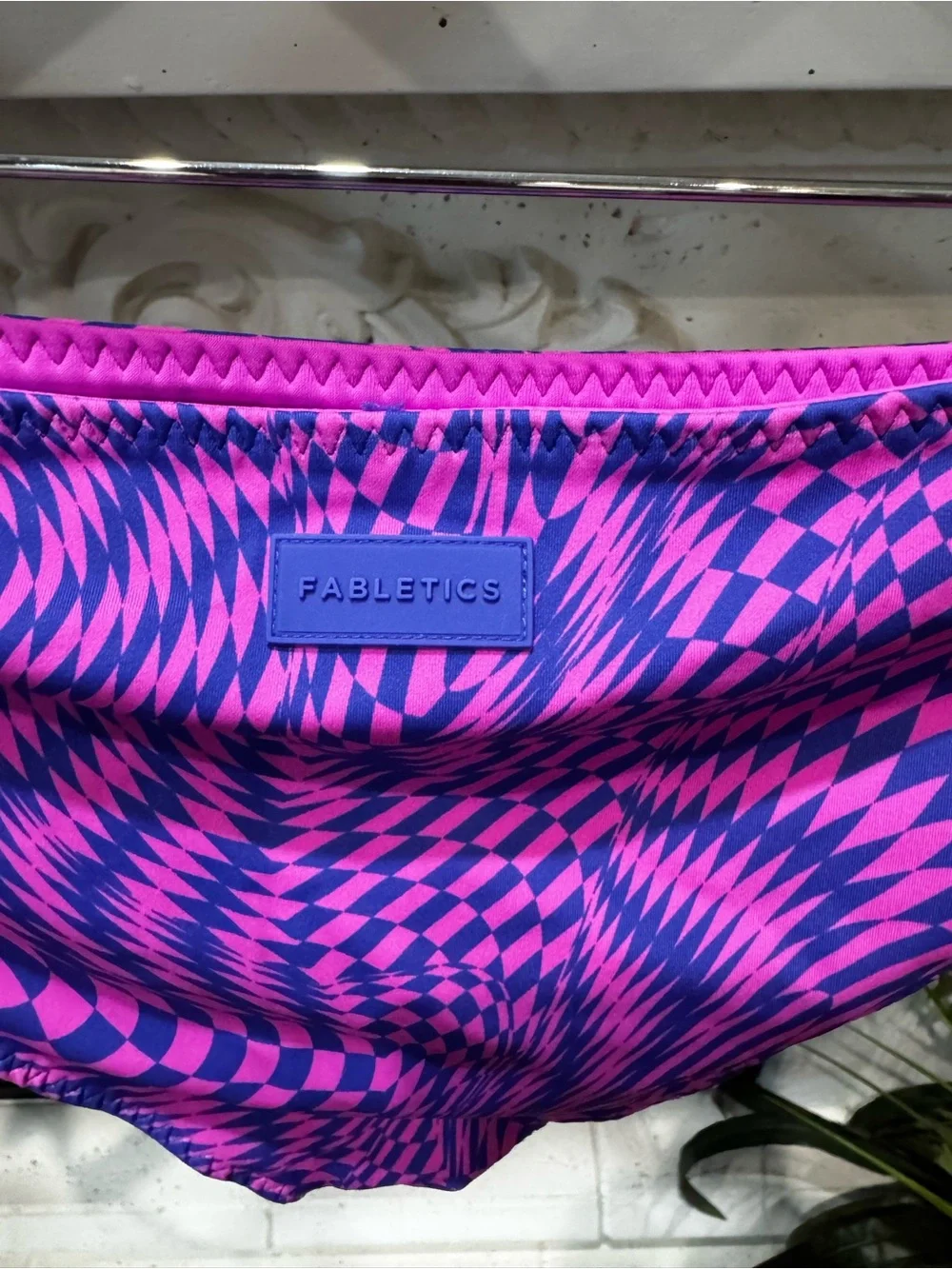 Fabletics Magenta & Violet Optical-Print Sport Reversible Bikini Set